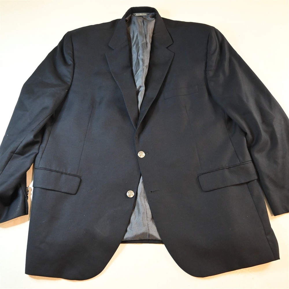 Jack Victor 48R Navy Blue 100% Wool Silver Button Gibson Blazer Sport Coat